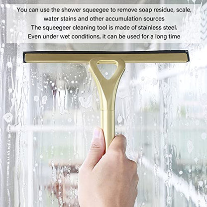 Window Cleaner Tool, Shower Squeegee for Shower Doors, Stainless Steel Squeegee for Glass Doors Car Glass Bathroom Window Kitchen Mirror