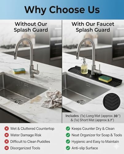 Stone Faucet Mat Sink Protector Absorbent Diatomite Drying Pad Water Splash Guard Countertop Quick Dry Non Slip Resistant Kitchen Bathroom Laundry SinkMat 30"