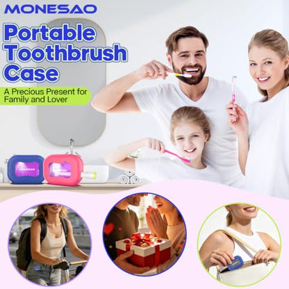 MONESAO Toothbrush Sanitizer Covers, Toothbrush Case with Violet Light | Rechargeable Cleaner Case - Auto Home Travel Tooth Brush Cap Box for Any Electric and Manual Toothbrushes (Purple) - color: Purple