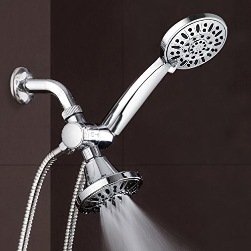 AquaDance Total Chrome Premium High Pressure 48-setting 3-Way Combo for The Best of Both Worlds – Enjoy Luxurious 6-setting Rain Shower Head and 6-Setting Hand Held Shower Separately or Together | Enjoy Two 6-Setting Rain & Hand Showerheads Separately or