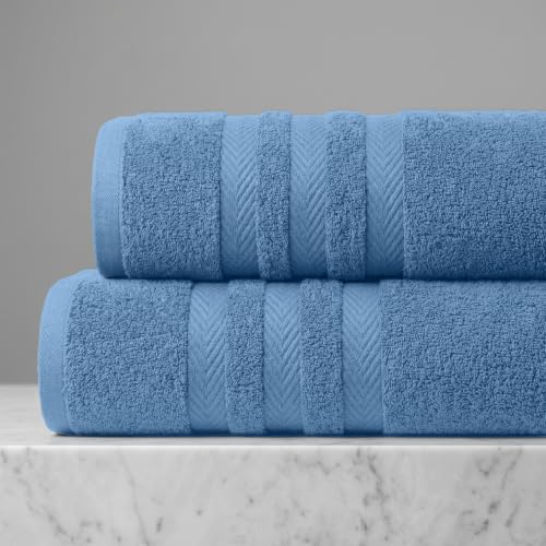 RIVERSIDE Pack of 2 Extra Large Bath Sheets 35 x 70 Inches, 100% Ring Spun Cotton, Hotel Quality, Oversized Bath Towels, Super Soft, Highly Absorbent & Quicker to Dry, Electric Blue - color: Medium Blue, size: Bath Sheets (PK 2)