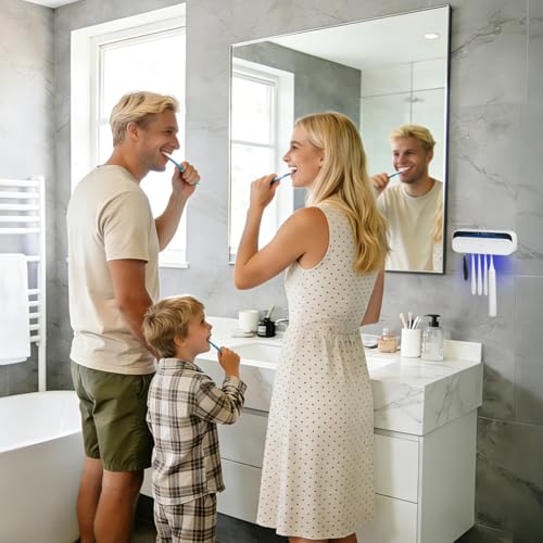 iHave Toothbrush Sanitizer Holder Wall Mounted UVC Tube 5 Slots for Family | 1 - color: White