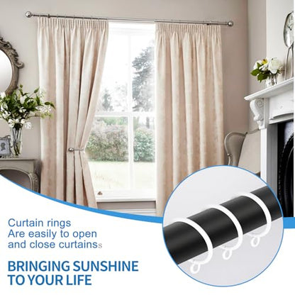44 Pack Curtain Rings with Eyelets, Metal Drapery Rings for Pinch Pleat Curtains, Drape Ring 1.5 Inch I D, Fits Up to 1.2 in Rod (White) - color: White