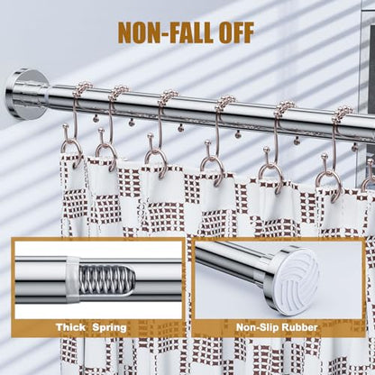 Ausemku Shower Curtain Rod Tension, 32-80 Inch Adjustable Heavy Duty Spring Tension Curtain Rod, No Drill Stainless Steel Telescoping Rod for Bathroom, No Rust, Silver - color: Silver, size: 32-80 Inches