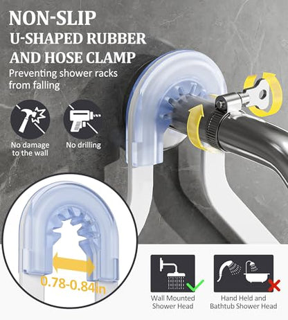 OMAIRA Shower Caddy Hanging with Soap Scrub Holder, Stainless Steel Adjustable No Drilling Non-Slip Large Capacity Sturdy Over Shower Head Shower Organizer Inside Shelves Bathroom Storage Rack, White - color: White
