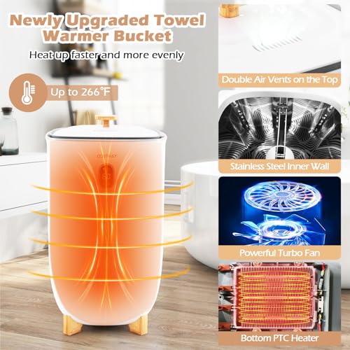 COSTWAY Large Towel Warmer for Bathroom, 35L Towel Heater & Dryer Combo with Fragrant Disc Holder, Blanket Warmer with Timer, Auto Shut Off, Fits 4 Oversized 45" x 70" Towels, Bathrobes & PJ's - size: 35L