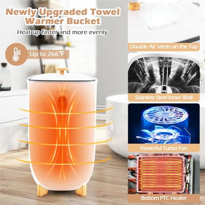 COSTWAY Large Towel Warmer for Bathroom, 35L Towel Heater & Dryer Combo with Fragrant Disc Holder, Blanket Warmer with Timer, Auto Shut Off, Fits 4 Oversized 45" x 70" Towels, Bathrobes & PJ's - size: 35L