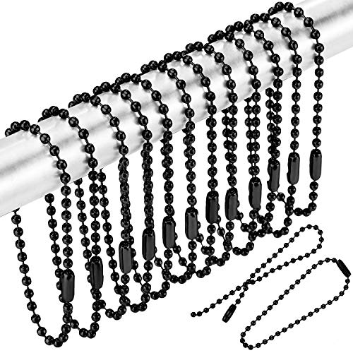 WILLBOND 100 Pcs 6 Inch Shower Curtain Hook Extenders, Chain Design, Black | Ring Hooks Long Bulk for Shower Rods and Curtains,for Raising Curtain Height in Bathrooms