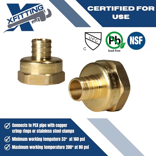 2 Pack XFITTING 3/4 inch Pex x 1 inch Female NPT Adapter Pex FNPT - size: 3/4" Pex x 1" Female