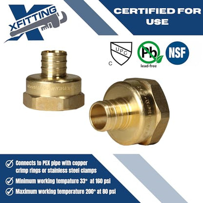 2 Pack XFITTING 3/4 inch Pex x 1 inch Female NPT Adapter Pex FNPT - size: 3/4" Pex x 1" Female