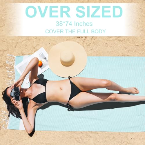 6 Packs Oversized Turkish Beach Towels Set Bulk Clearance Sand Free Pool Swim Bathroom Camp Large No Sand Towel Adults Travel Essentials Cruise Must Haves Accessories Vacation Stuff Green Dot Set - color: Green Dot Set