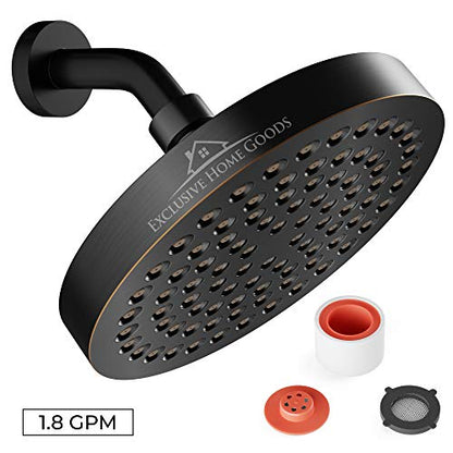 Luxury Rainfall Shower Head - High-Pressure showerhead Jets, rain shower head Ant-Clog Silicone Nozzles (1.8 GPM, Oil-Rubbed Bronze) - color: Oil-Rubber Bronze, size: California 1.8 GPM, 6 Inch Diameter