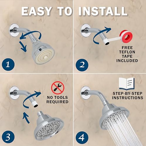 Massage Shower Head With Mist - 1.8 GPM - Polished Chrome | High Pressure Boosting, 6 Function Adjustable Massaging Rainfall Showerhead For Low Flow Baths With Water Saving Nozzles - color: Polished Chrome, size: 1.8 GPM