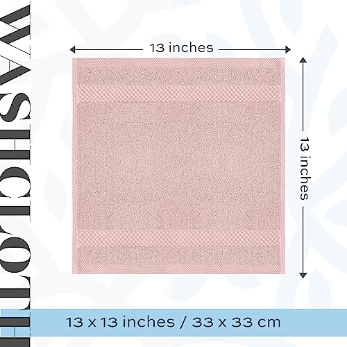 White Classic Luxury Cotton Washcloths 13x13 Inch - 650 GSM Turkish Cotton | Hotel, Spa, Bathroom Face Towel | 12 Pack, Pink - color: 17: Pink