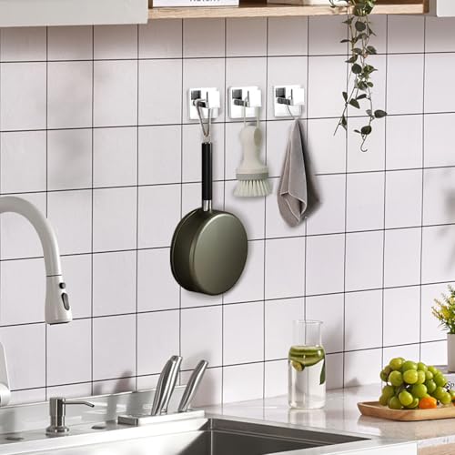 IBosins 4-Pack Towel Hooks Hand Towel Holder Bathroom Robe Hanger Coat Hook | Polished Chrome Square Bath Towel Hook Wall Mount Heavy Duty Stainless Steel Hat Hook for Living Room Bedroom Kitchen Closet - color: Polished Chrome