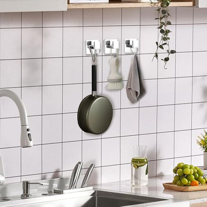 IBosins 4-Pack Towel Hooks Hand Towel Holder Bathroom Robe Hanger Coat Hook | Polished Chrome Square Bath Towel Hook Wall Mount Heavy Duty Stainless Steel Hat Hook for Living Room Bedroom Kitchen Closet - color: Polished Chrome