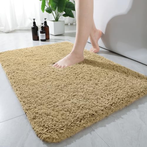 AROGAN Luxury Long Bathroom Runner Rug, 24x36 Inch Thick Soft and Absorbent Non Slip Bath Mat, Rubber Backing Quick Dry Rugs Carpets, Machine Washable Plush Mats for Shower Floor, Beige - color: Beige, size: 2' X 3' (24" X 36")