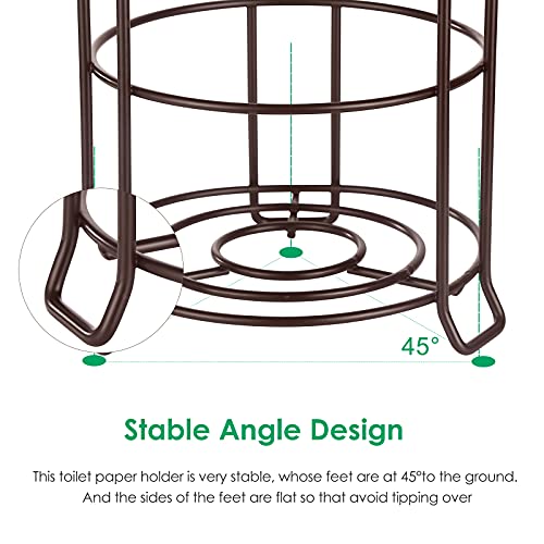 TomCare Toilet Paper Holder Stand Free Standing, Holds 4 Mega Rolls, Bronze | Tool-Free Assembly, Detachable Metal Wire Frame, Powder-Coated Finish, Easy Storage and Flexible Bathroom Placement - color: Bronze, size: Standard