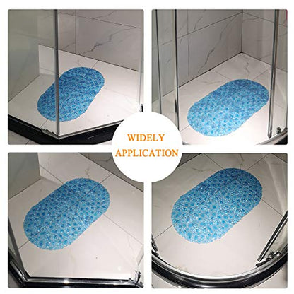 Updated Bathtub Mat for Shower Non-Slip Bath Mat Bathroom Bathtub Mat with Suction Cups Shower Stall Mat Non Slip Mat PVC Material Machine Washable (37 x 67cm, Blue) - color: Blue
