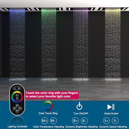 ENGA Dual Rain LED Shower System, 14"x20" Large Shower Head + 6" Wall Shower, 4 Body Jets with Individual On/Off & Adjustable Water Pressure, Rainfall Shower Faucet Set, Matte Black - color: Matte Black, style: 14X20" Led Shower - Body Jets