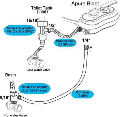 APURE BIDET A121 - Hot and Cold Water Bidet Attachment for Toilet Seat - Dual nozzle - Rear and Feminine Wash- Selfcleaning- Adjustable Water Pressure Non-Electric Bidet Toilet Seat Attachment