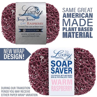 Soap Savers for bar soap, American Made by Luxiny, Lifts Soap in Soap Dishes & Shower Soap Holders -Handmade Soap Lasts Longer -Made from Plant Materials (Raspberry) - color: Raspberry - 2 Pack