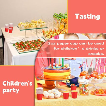 100 Pack 3 oz Paper Cups, Disposable Small Bathroom Cups Red | Bathroom Cups Espresso Small Cups, Mini Disposable Cup for Snack Bathroom, Party Travel Picnic BBQ - color: Red, size: 100 Count