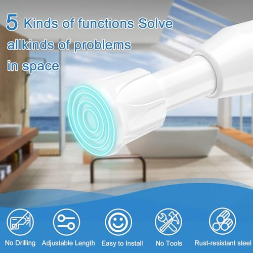 Spring Tension Curtain Rods Short Tension Rod (White,17" to 28"-3Pcs) - color: White, size: 17" to 28"-3Pcs