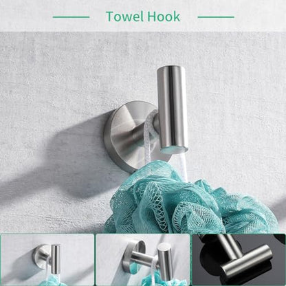 Miyili Bathroom Accessories Set 4-Piece Bath Hardware Kit Brushed Stainless Steel Wall Mount - Includes Double Towel Bar, Hand Towel Rack, Toilet Paper Holder, Robe Hook, BS01N4