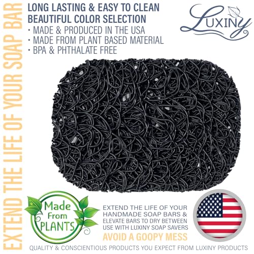 Soap Savers for Bar Soap, American Made by Luxiny, Lifts Soap in Soap Dishes & Shower Soap Holders - Handmade Soap Lasts Longer -Made from Plant Base Materials (Black Onyx, 2 Pk) - color: Black Onyx - 2 Pack