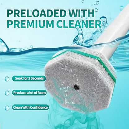 Disposable Toilet Brush, Toilet Bowl Cleaning System with 48 Count Wand Refills, Clean Brush Starter Kit with 1 Wand, 1 Storage Caddy and 1 wall Sticker (White) - style: Green-Toilet brush+48 refills