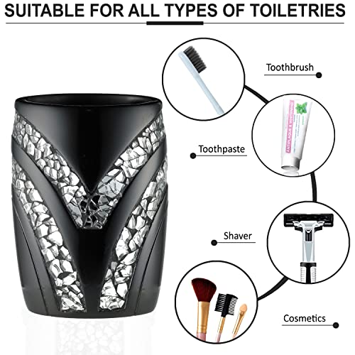 Zahari Home Sinatra Bath Tumbler Toothbrush and Toothpaste Holder Makeup Brushes Organizer, Black - color: Black, size: 4.25" x 3" x 3" Tumbler