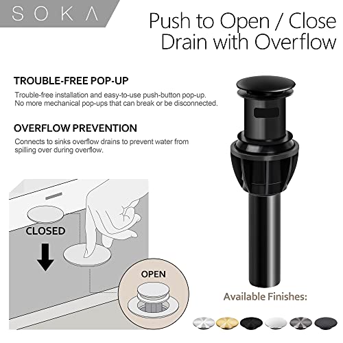 SOKA 2 Handle Bathroom Faucet Black, 4 Inch Black Bathroom Sink Faucet Centerset with Lift Rod Drain Stopper and Supply Hoses, RV Bathroom Faucet 3 Holes, Matte Black Bathroom Faucet - color: Matte Black, size: 4" Double-handled