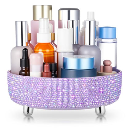 360 Rotating Rhinestone Perfume Organizer,1 Tier,Resin Diamond,Purple - color: Purple, size: 1 Tier, style: Resin Diamond