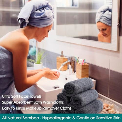 Face Washcloths 12 Pack,Super Soft Makeup Remover Towel,10''x10'',Grey | 100% Viscose,Gently Wash Face for Sensitive Skin,Soft,Easy Rinsed,Hanging Loop,Fast Dry,Face Cleans,Bathroom,Travel Use - color: Grey, size: 10x10 inch-12 Pack