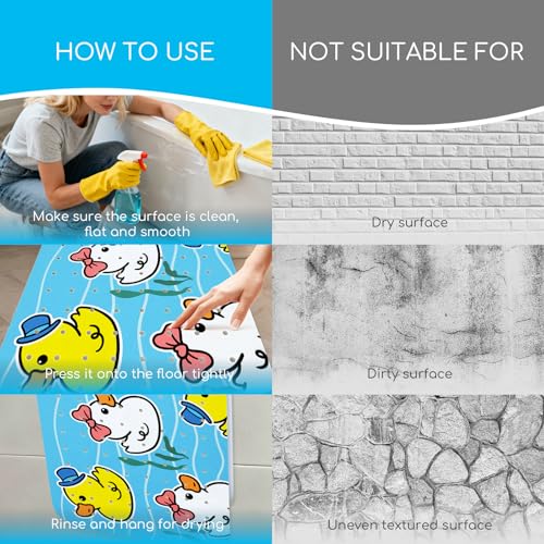 Baby Bath Mat for Tub, Non Slip Kids Bath Shower Mat, Duck | 40 X 16 Inch Large Bathtub Mat with Drain Holes and Suction Cups for Toddlers · Machine Washable and Waterproof - color: Duck