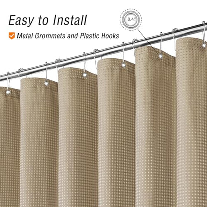 Extra Long Beige Fabric Shower Curtain, 72 x 84 | Tall Cloth-Textured Shower Curtain for Bathroom, Water Repellent, Machine Washable - color: Beige, size: 72"W x 84"L (Pack of 1)