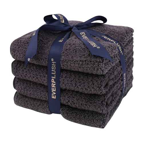 Everplush 4-Piece Premium Hand Towel Sets: Super-Soft, Highly Absorbent & Quick Drying Bathroom Towels – Versatile for Hotel, Bathroom, Shower, Spa, 16x30 Inches(Charcoal, 16" x 30") - color: Charcoal
