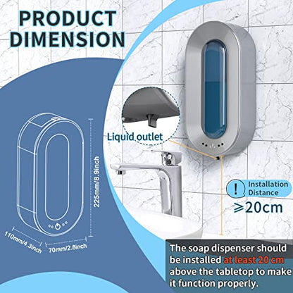 Automatic Soap Dispenser Touchless, Haiaoxonr 700ml Wall Mounted soap Dispenser Supports Hand soap, dishwashing Liquid, etc. for Bathroom, Kitchen, Hotel, Office, Home and Commercial Places.