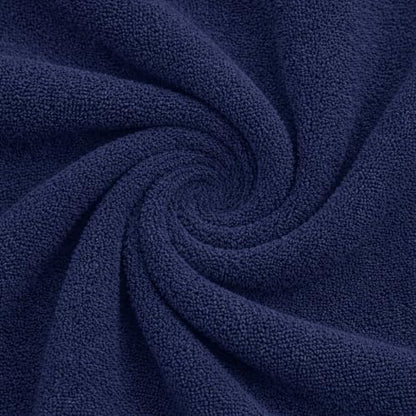 Fringed Reversible Fingertip Hand Towel (Size 11" W x 18" L) Terry Cotton Washcloth Set for Face and Bathroom use. (Navy, 3)