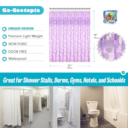 Ga-Geetopia EVA Purple Thin Shower Curtain Liner, Pebble Pattern 72x72 Inch Lightweight Plastic Bathroom Shower Showroom Inner Curtain with Rustproof Metal Grommets and Weighted Magnets(No Hooks) - color: Purple, size: 72"W x 72"L (Pack of 1)