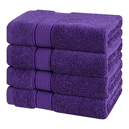 American Soft Linen Salem Washcloth Sets, 4 Piece Luxury 600 GSM 100% Cotton Washcloths for Bathroom, 13x13 inches Washrags Premium Quality Hand Face Towels, Purple - color: Rich Purple, size: 13x13"