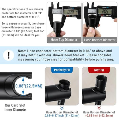 G-Promise No Drilling Metal Shower Slide Bar with Head Holder (Matte Black) | No Drilling Installation, Strong Adhesive Mount, Metal Slide Bar, Height and Angle Adjustable Holder - color: Matte Black