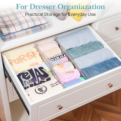 Vtopmart 4" Regular Upgrade Drawer Dividers for Clothes, 12.8"-22.3" 8 Pack | Expandable Dresser Drawer Organizer, Clear Separator, Baby Clothing, Underwear, Cosmetics, Toiletries Storage, Space Saving - size: Regular-4" without Inserts