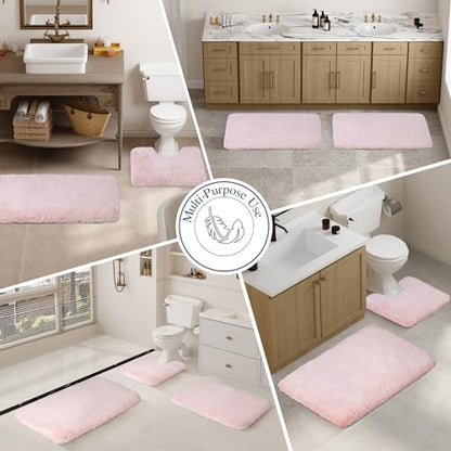 Walensee Blush Bath Mat (24 x 72), High Pile Microfiber, Extra Soft, Absorbent, Non-Slip, Machine Washable, Luxury Bathroom Rug - color: Blush, size: 24" x 72"