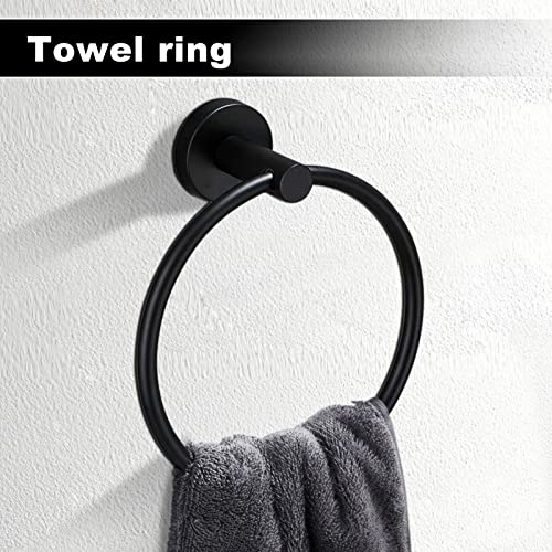 8 Pieces Bathroom Towel Rack Set, Includes 2PCS 23.6 inch Towel bar, 2PCS Towel Hook, 2 PCS Towel Ring, 2PCS Toilet Paper Holder-Matte Black Bathroom Accessories Sets - color: Matte Black, size: 8pcs-24inch