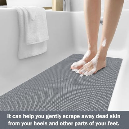 Bathroom Non Slip Shower Mat, Gray 47x32 Inch Bathtub Mat, Non Slip Bathroom Mat for Elderly and Kids, Easy to Dry, Fast-Dry Drainage Hole, Easy to Prune - color: Gray, size: 47" x 32" (Rectangular)