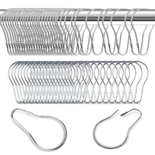 200 PCS Metal Shower Curtain Hooks Reusable Stainless Hanging Shower Rings Bulk Rust-Proof Curtain Rings for Bathroom Bedroom Kitchen Home Applications, Silver - color: 200pcs Silver