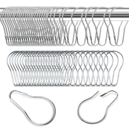 200 PCS Metal Shower Curtain Hooks Reusable Stainless Hanging Shower Rings Bulk Rust-Proof Curtain Rings for Bathroom Bedroom Kitchen Home Applications, Silver - color: 200pcs Silver