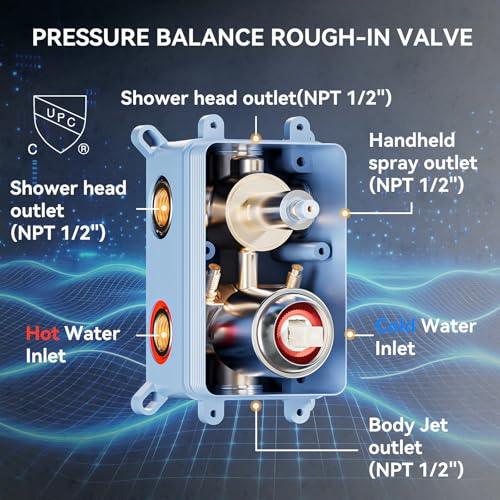 Shower System with Body Jets, Bostingner Four Modes Shower Faucet Sets with Handheld Spray 2 Ways, 4Pcs Shower Body Jets in Wall,10"+6" Rain Shower Head,Brushed Nickel Shower Sets Complete - color: Brushed Nickel, size: 6+10 inch
